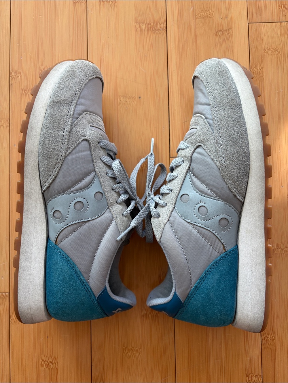 SAUCONY JAZZ Grey and Teal Blue Retro Running Sneakers